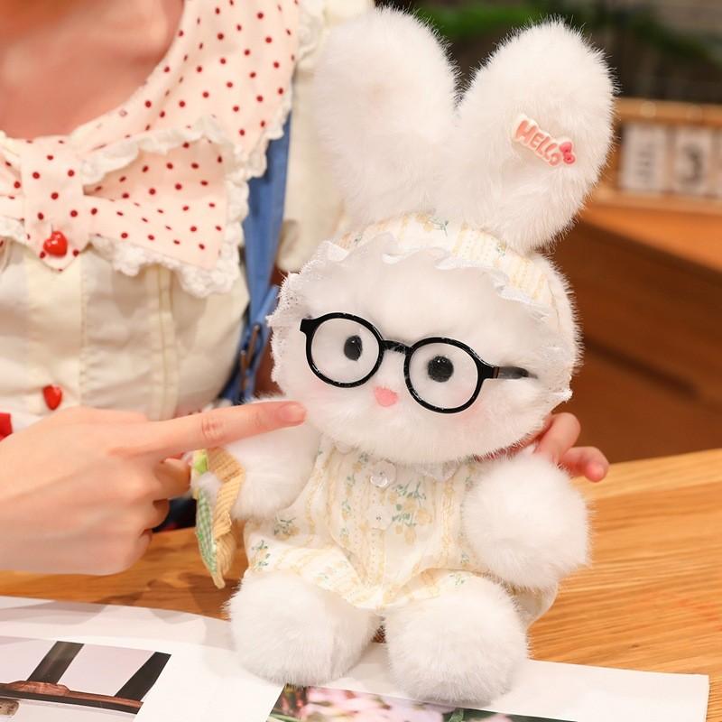 Plush Bunny Toy With Glasses For Children Gift And Comfort
