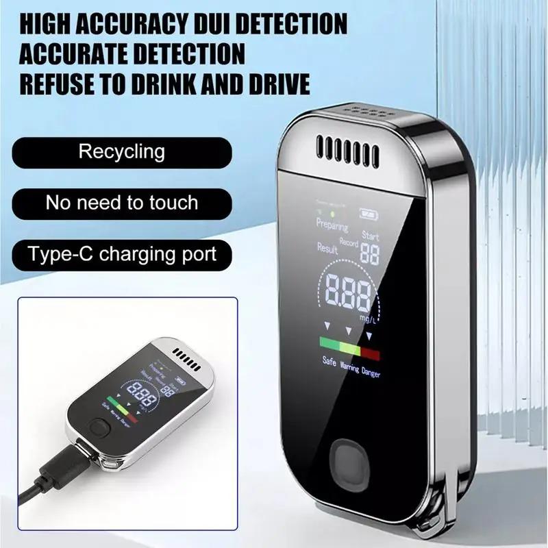 NEW LCD Display Alcohol Tester Professional Breathalyzer Portable Alcohol Detector USB Rechargeable Electronic Digital Breath Alcohol Tester KeyChain