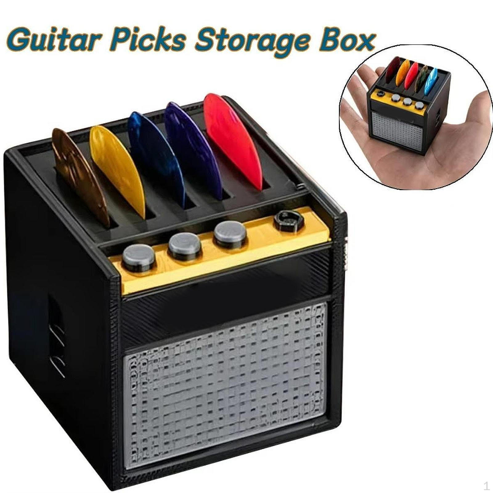

Guitar Picks Holder Pick Display 5 Grid Plectrum Storage Box Amp