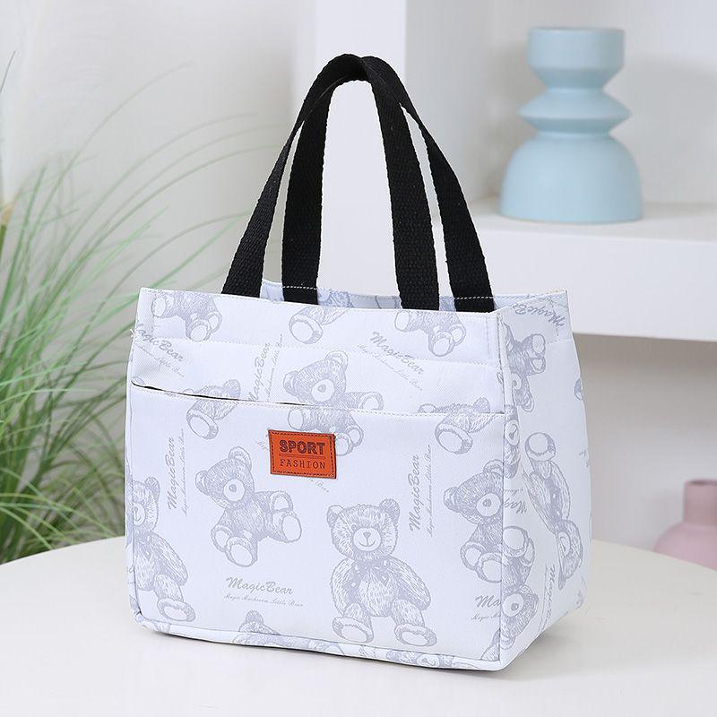 

Мультяшная холщовая сумка-тоут для ланча: Большая, утолщенная модная сумка-бенто для работы и поездок No Pendant