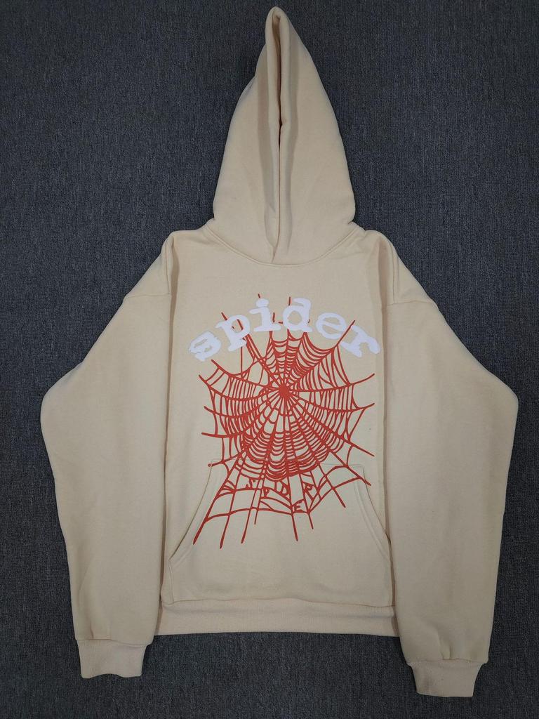 Hanorac Bărbătesc Greu cu Imprimeu Pânză de Păianjen - Trendy, Croială Largă cu Plus de Catifea