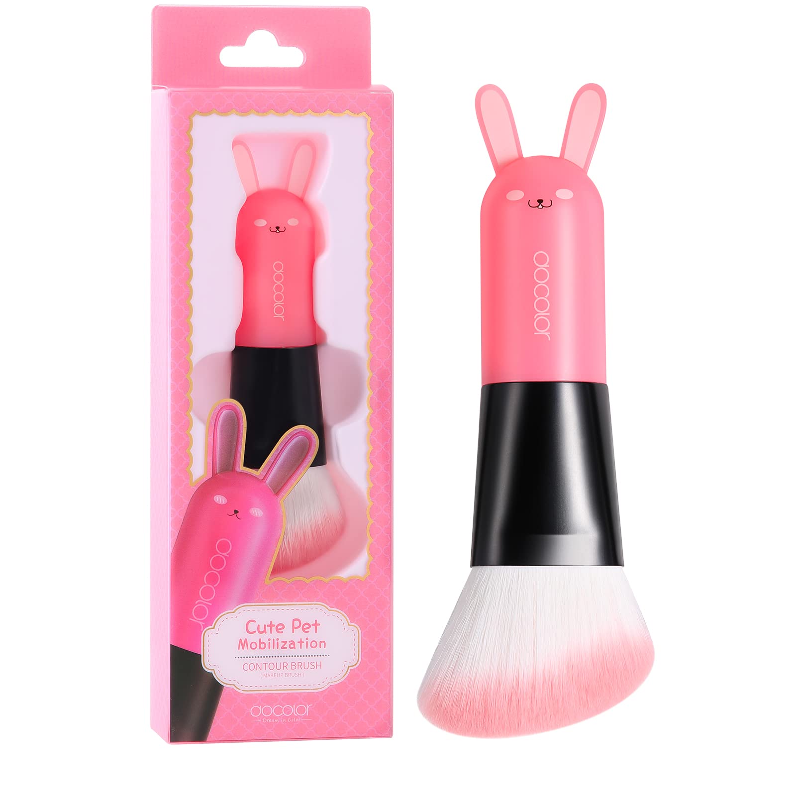 

docolor Cheek Brush, Shading Brush, Angled Kabuki Contour Brush, Face Brush, Powder Brush, Highlighter, Rabbit Pattern, Good Powder Retention, Soft,