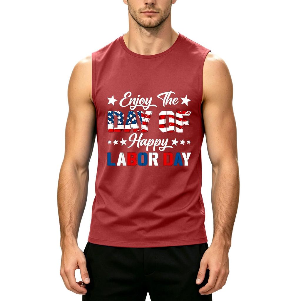 Men Sleeveless Tank Top Casual Muscle Shirt Lightweight Summer Workout Gym Athletic Fit Printed Design