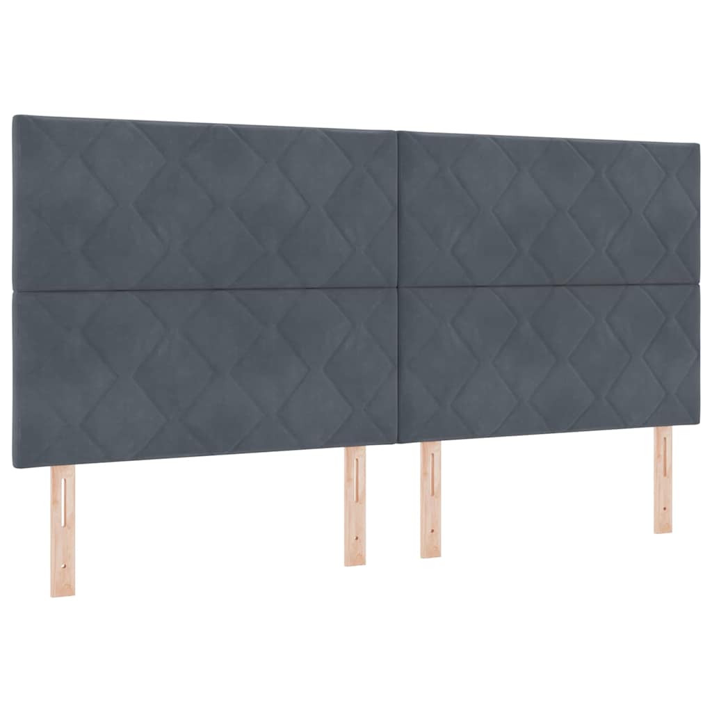 Boxspring Bed with Headboard Dark Grey 200 x 200 cm Velvet