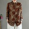 Vintage Printing Graphic Blouses Loose Straight Neutral Casual Turn-down Collar Button Autumn Winter Thin Women's Clothing 2022
