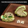Animal Jewelry Holder with Lid, Metal Leaf Figure for Earring Storage, Dresser Display, Desk Accent, Small Item Case