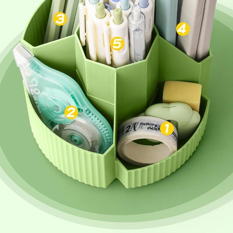 Multifunctional Rotating Desk Organizer Spacious Storage For Pens Scissors School Office Supplies