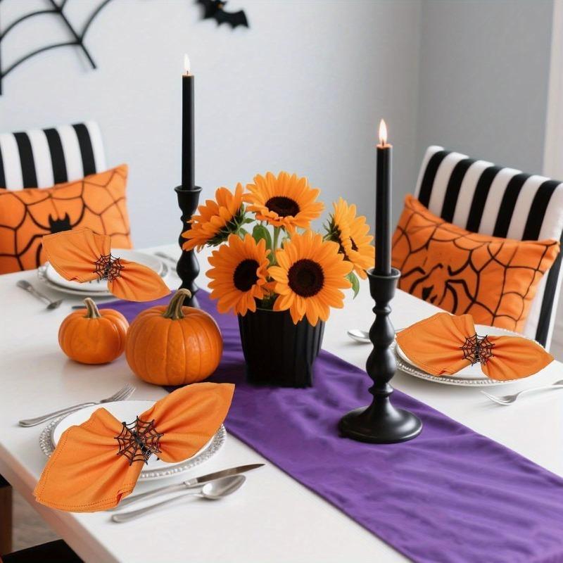 1-10PCS Black Spider Web Halloween Napkin Rings for Table Decoration Party Napkin Holders Ghost Festival Dinnerware Supplies