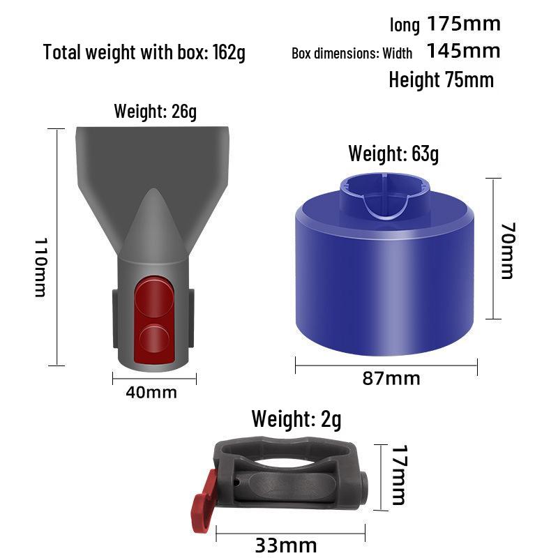 Набор аксессуаров для пылесоса Dyson V7/V8: Щелевая насадка, Насадка-воздуходувка и Фиксатор переключателя Насадка для всасывания.