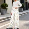 Girls' Flannel Printed Pants Warm Loose Fit Casual Trousers for Fall and Winter