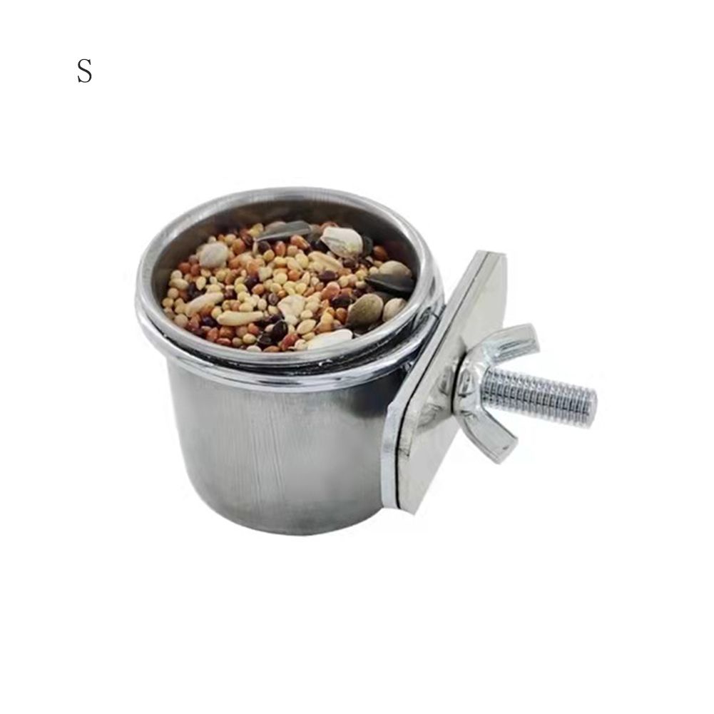 

Чашка для неразлучников из нержавеющей стали, антиопрокидывающаяся, поилка, кормушка для кормления домашних птиц, подвесная клетка для птиц S