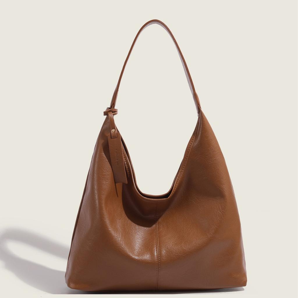 2025 Autumn Winter Simple Soft Leather Single Shoulder Underarm Bag Retro Large Capacity Commuter Crossbody Single Shoulder Bag Large Bag