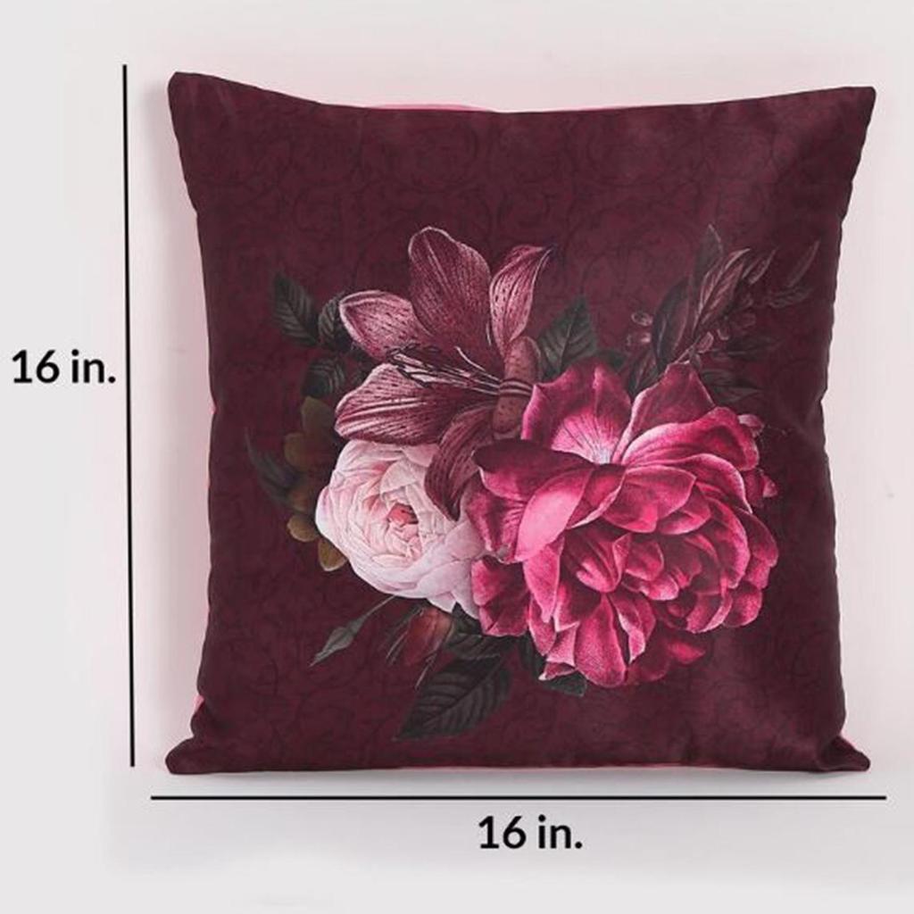 KOKO MAISON INC Rumba Rose & Fern Polystain Cushion Cover | Flap Closure | Digital Printed