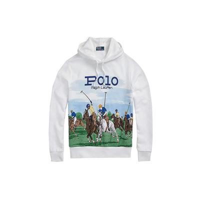 Polo Ralph Lauren Logo Buchstaben Charakter Print Kapuzen-Fleece Langarm Sweatshirt Herren Sweatshirt Weiß 710836746-002