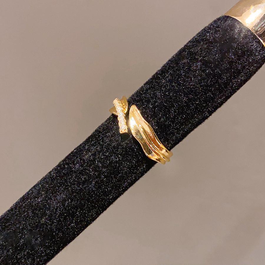 Light Luxury Geometric Zircon Open Ring For Womens Fashion Jewelry StyleA