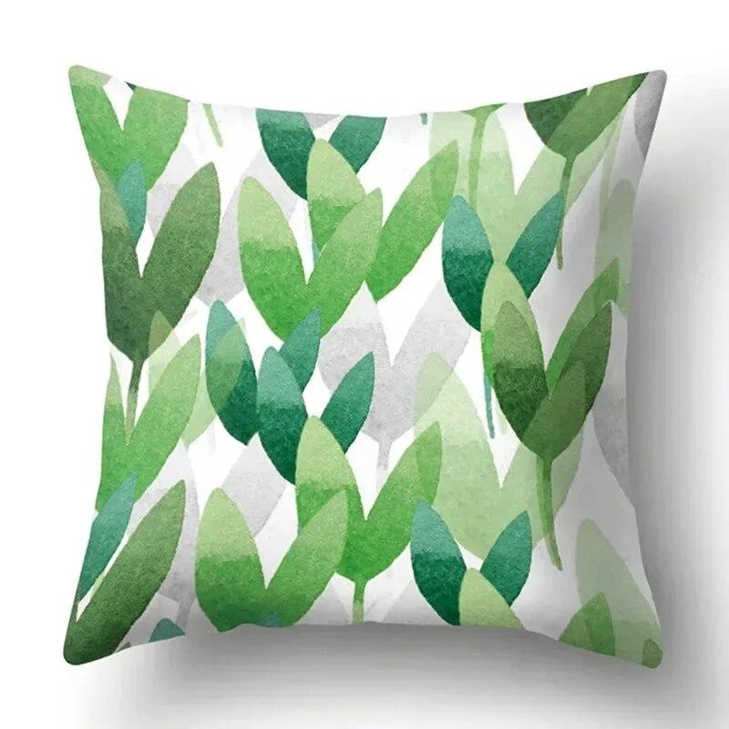 Watercolor Plant Leaf Print Pillow Cover Home Decoration Living Room Sofa Cushion Cover Bedroom Room Decoration 45x45cm