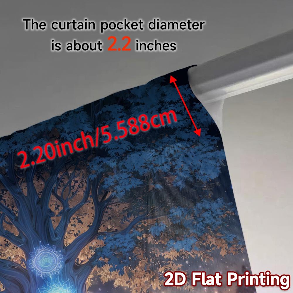 2pcs, 2D FLAT PRINTING Curtains (Without Rod) ChakraTree Popular Minimalist Curtains Versatile 100% Polyester Curtains Thermal