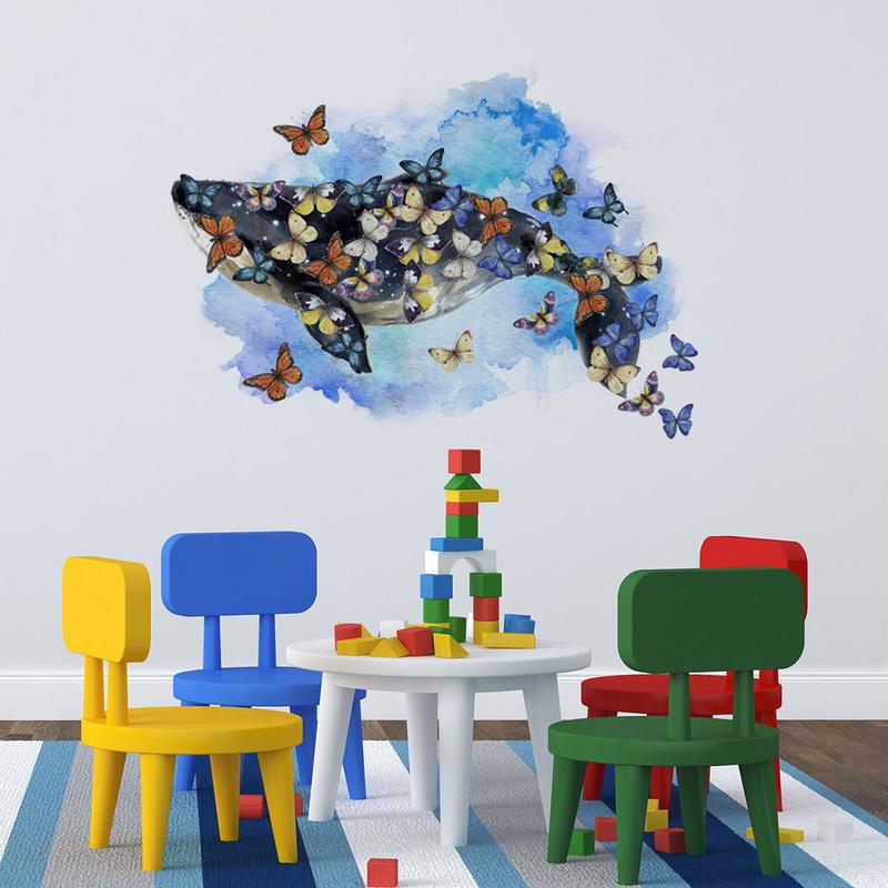 

Butterfly Whale Beautiful Wall Sticker Creative Personality TV Background Wall Decoration 1