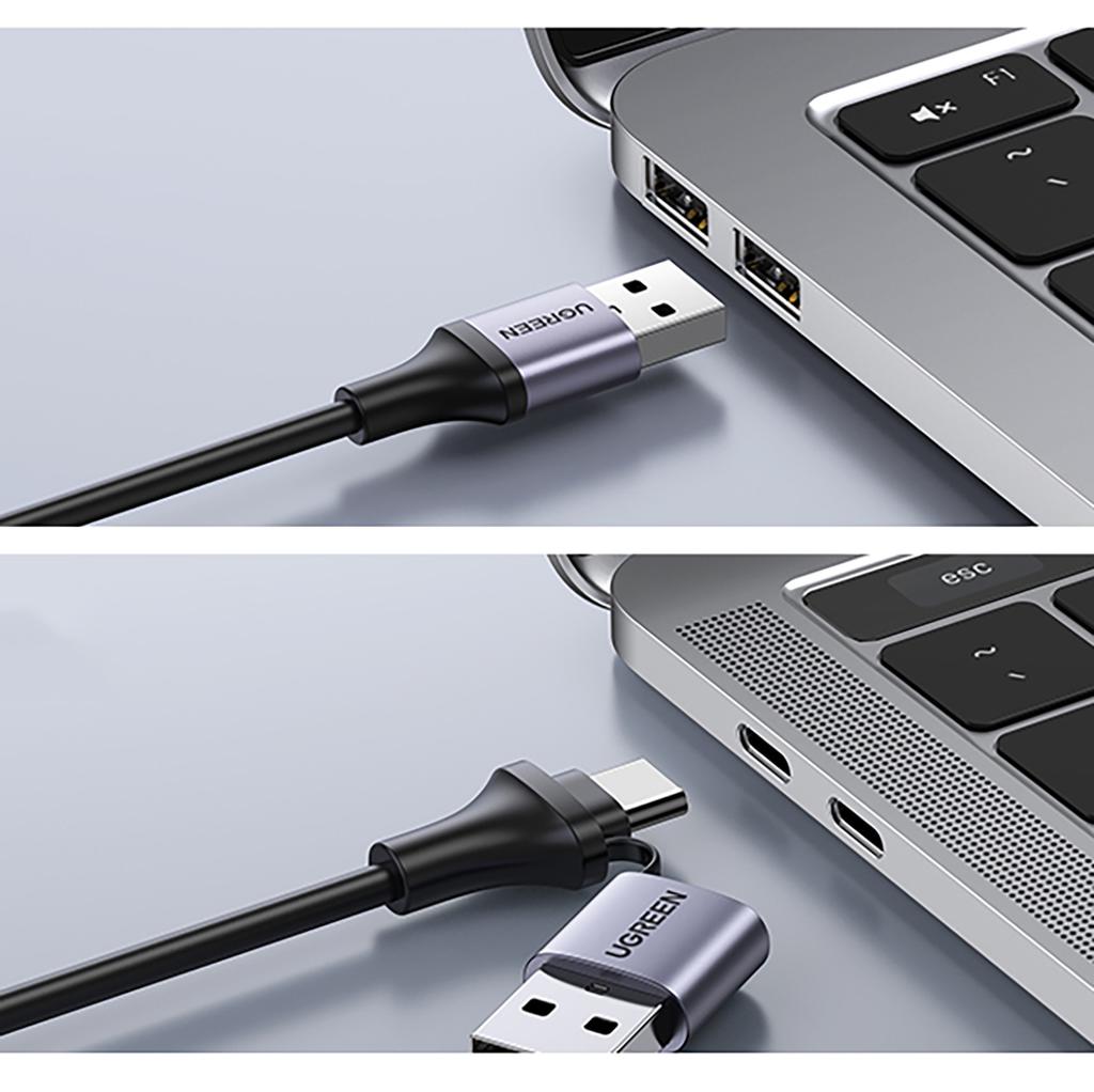 Ugreen CM489 HDMI Female to USB-A/USB-C Male Adapter, Gray