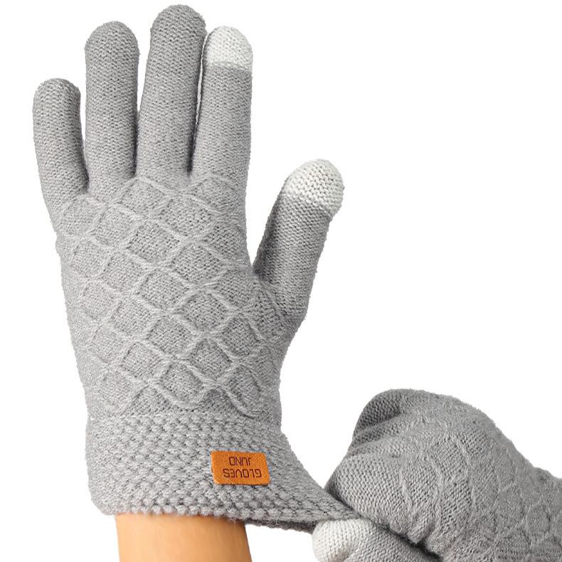Touch Screen Gloves Winter Warm and Cold Resistant Gloves Double-layer Velvet Thick Gloves Men's Black Woolen Gloves Cycling Knitted Gloves