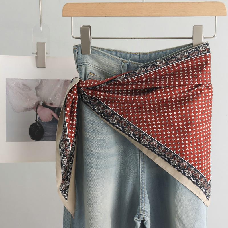 High-End Retro Tie-Dye Triangular Binder Headcloth Women's Spring and Summer New Niche Fashion All-Matching Scarf Jeans Belt