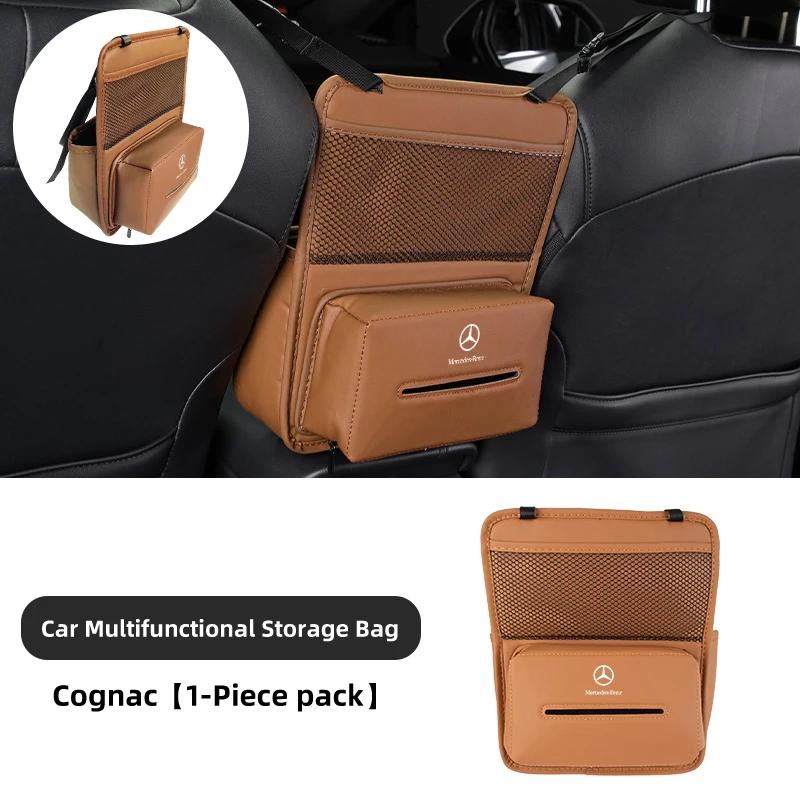 GLC GLB Leather Car Seat Center Console Hanging Storage Bag Pocket For Benz W202 W212 W126 W140 W168 W177 CLS GLE GLC GLS CLA