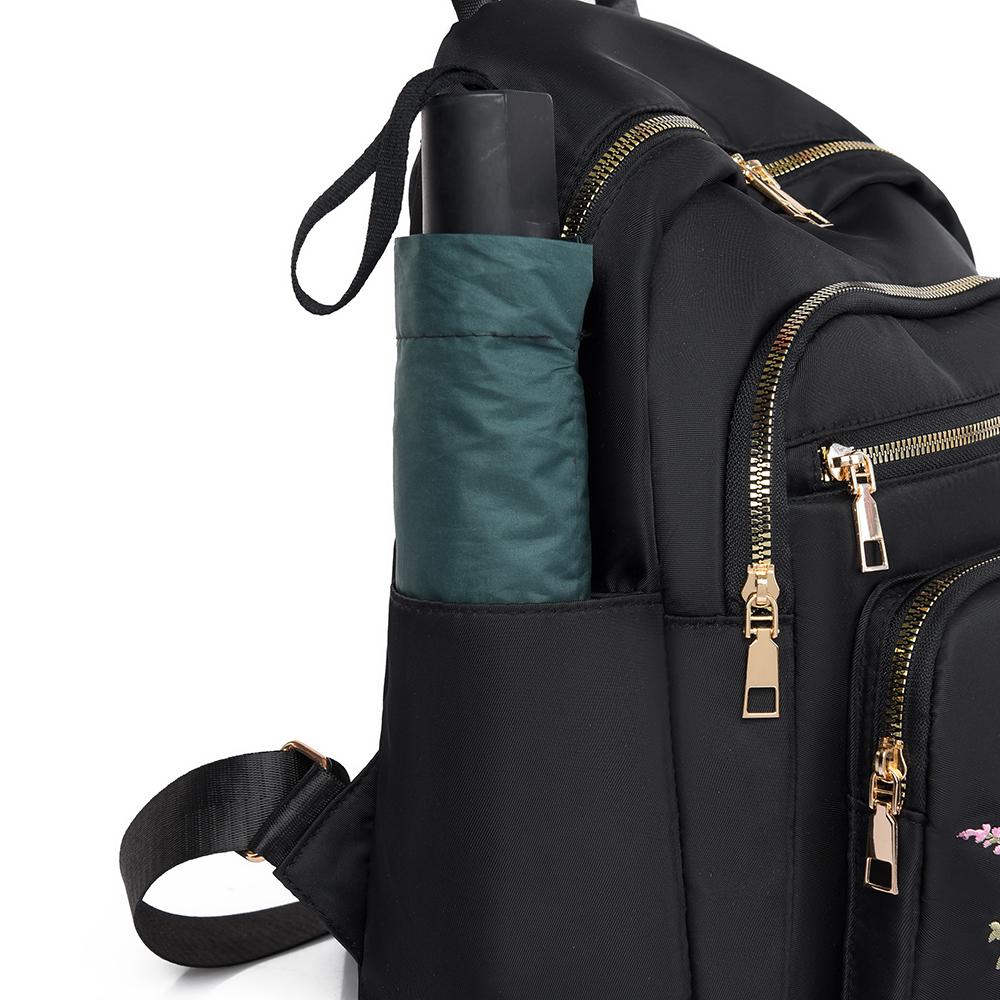 Women's Embroidered Flower Backpack Outdoor Travel Backpack Schoolbag