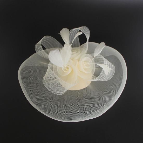 Damen-Fascinator-Hut, eleganter Federschleier, Netzstoff, Retro, leicht, Kostümzubehör, reine Farbe, Damen-Hochzeit, Brauthut für Party