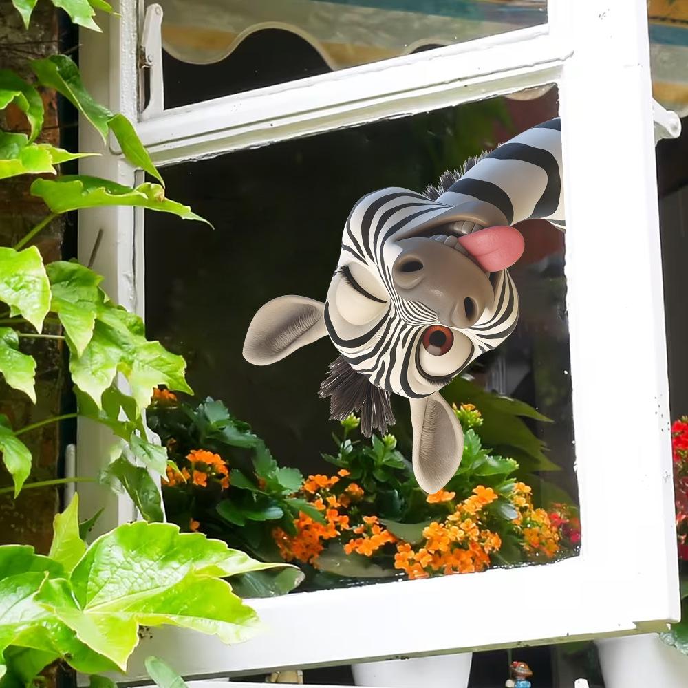 Cartoon Funny Tongue-out Zebra Wall Sticker for Children's Room Decoration and Beautification