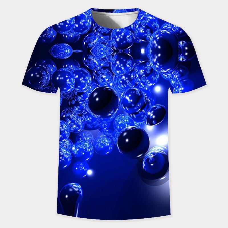 Verano Nuevo 3D Dorado Moda Digital Harajuku Estampado Manga Corta Cuello Redondo Masculino Casual Personalidad Hip Hop Calle Camiseta Tops