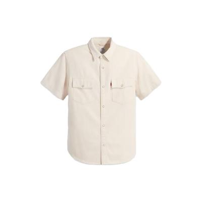 Levis Solid Color Square Neck Button Pocket Short Sleeve Shirt Men Shirts Off-White A5722-0004