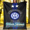 1pc Personalized Name Internazionale Milano Theme Blanket - Digital Print, Polyester, Cozy for All Seasons, Perfect for Outdoor, and Travel
