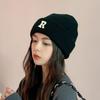 Updated Letter R Embroidery Beanie Hats for Women Girl Autumn Winter Elastic Knitted Skullies Leisure Outdoor Use Ear Warmer Pullover Hat