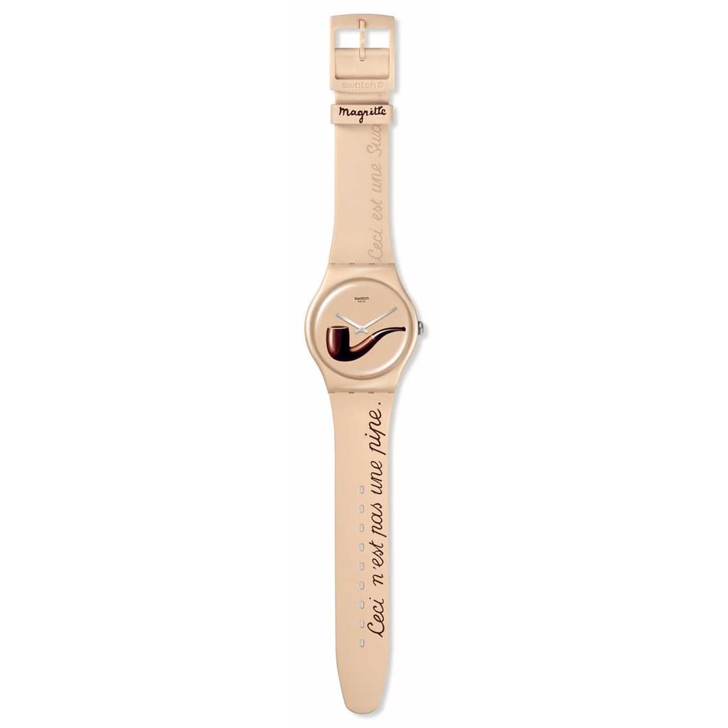 Swatch LA TRAHISON DES IMAGES BY RENE MAGRITTE SWATCH ART JOURNEY 2023 SO29Z124 Beige Watch