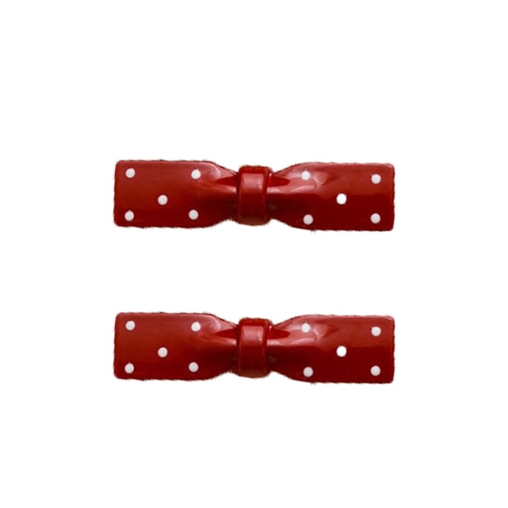 Polka Dot Bow Hair Clip Female Angora Red Can Duckbill Clip Sweet and Versatile Hair Accessories