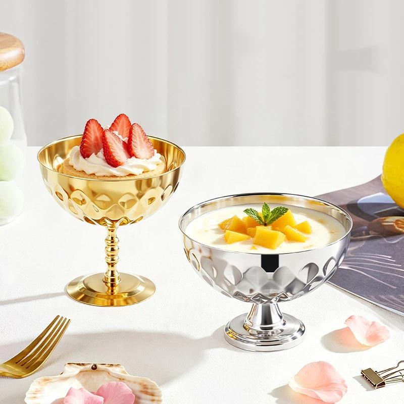 Edelstahlkelchbecher Eisdessert Salatschüssel Obstteller Snackschale Puddingbecher Tasse KTV Bar Zubehör