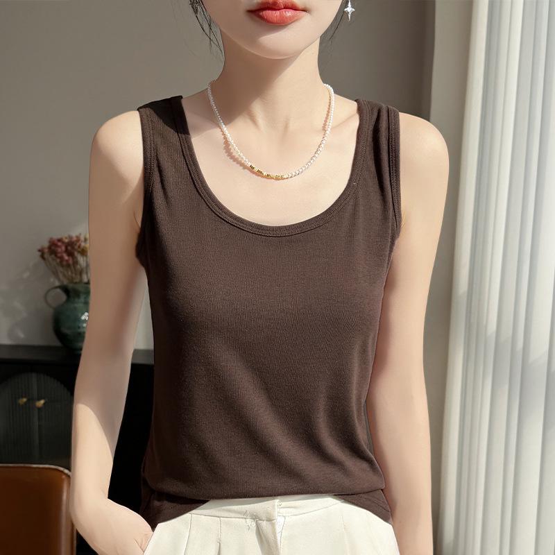

Women s Slim Fit Round Neck Spaghetti Strap Vest – Flattering, Sleeveless, Ideal for Layering or Solo Wear, Complements Suits, Stylish Back Detail M