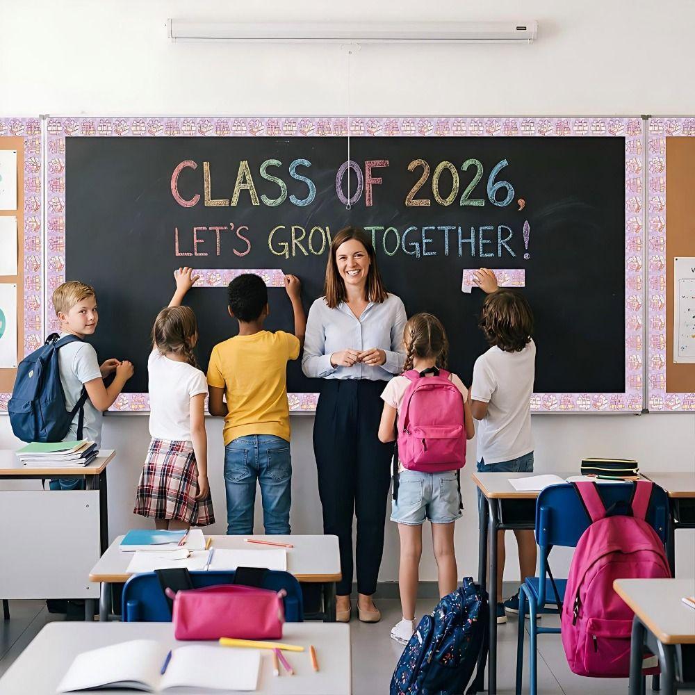 Cartoon Pattern Bulletin Board Border Sticker Learning Wall Sticker Classroom Decoration