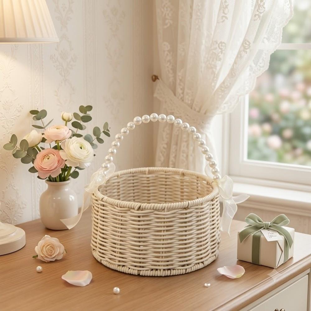 Natural-Looking Woven Flower Basket Artificial Flower Arrangement Basket Storage Basket  Photo Prop