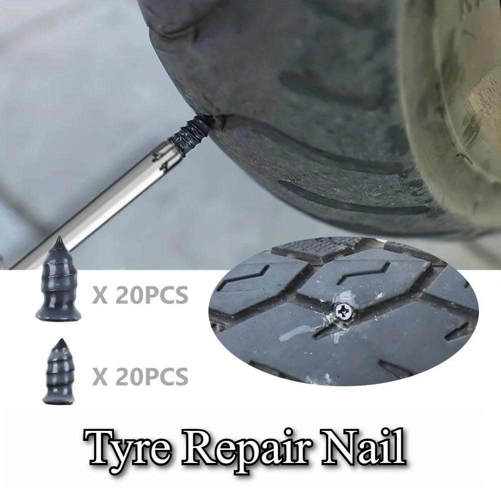 20/10 piezas Clavo de Reparación de Neumáticos al Vacío Tornillos para Pinchazos de Neumáticos Juego de Montaje para Motocicleta Reparaciones de Ruedas Tubeless Kit de Pinchazos Parches para Coche