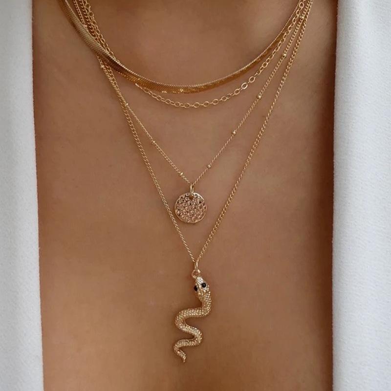 

Позолоченное хрустальное ожерелье-серпантин Новый банкетный набор украшений Модное ожерелье-многослойка для женщин