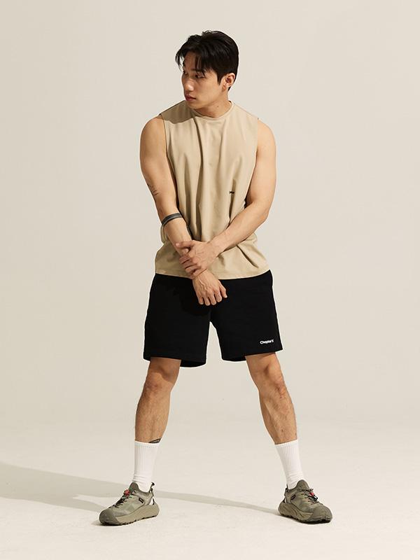 Chaebteoegseu Basic Washed Cotton Snug Sweat Shorts (Black)
