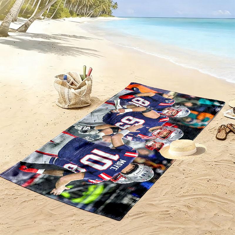 New England Patriots Players Print Beach Towel, Large Soft Quick Dry Towel for Beach Camping Swimming