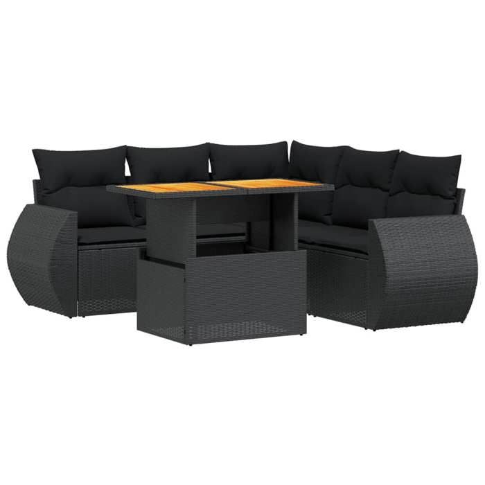 VidaXL Salon de Jardin avec Coussins 6 pcs, Canapés de Terrasse, Ensemble de Meubles de Patio, Mobilier d'Extérieur, Noir 3272189