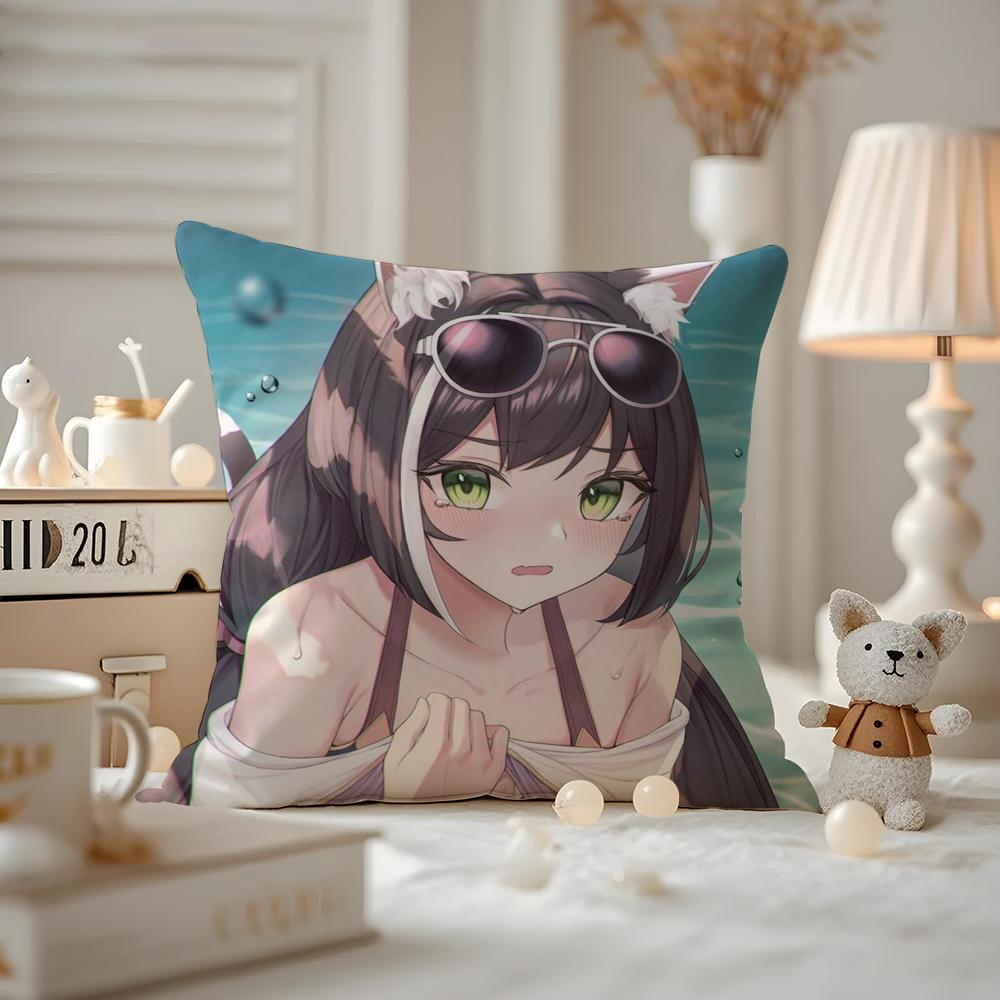 Cat Girl Cute NNekoparaS Cushion Cover Antidustmite Pillowcase Invisible zipper silky short plush Sofa cushion cover