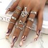 New dark hip-hop skull spider card exaggerated retro ring 24-piece set punk ring jewelry