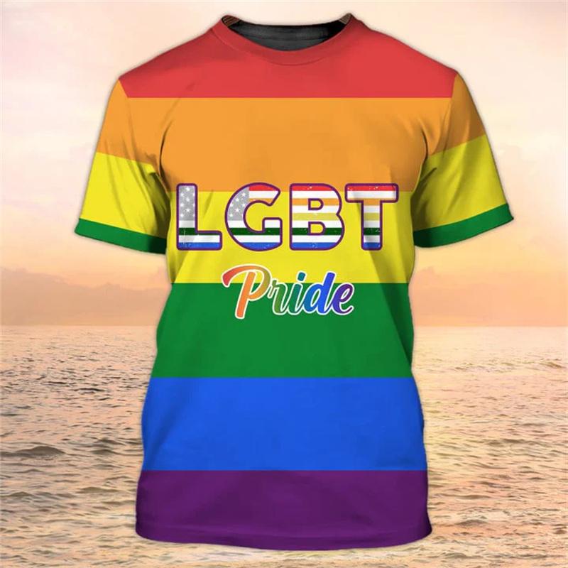 LGBT Pride 3D Printed T Shirt For Men LGBTQ Gay Couples T-shirt Love Is Love Rainbow Flag Short Sleeves Tops Round Neck Tees