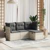 VidaXL Garden Lounge Set with Cushions 4 Pcs, Patio Sofas, Patio Furniture Set, Outdoor Furniture, Grey 3263118