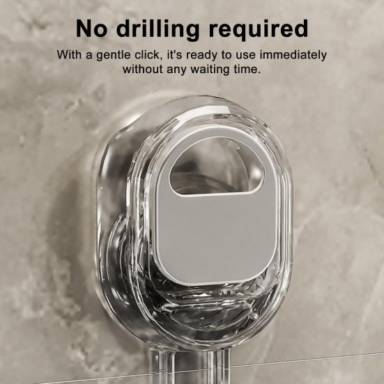 No Drill Bathroom Suction Storage Box Wall-Mounted Storage Shelf Organizer with Drain Hole Removable Clear Shower Caddy for Home Kitchen