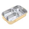 Divided Lunch Box 304 Stainless Steel Leakproof Heatable 3 Compartments Rectangular Food Container 1.2L Capacity